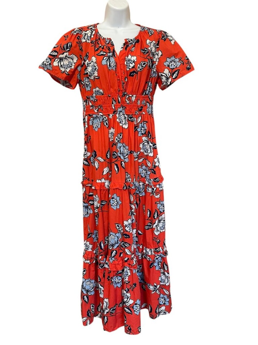 Sugarlips Floral Palmer Cotton Poplin Tiered Maxi Dress Medium. - Picture 1 of 5
